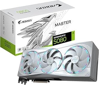 GIGABYTE AORUS GeForce RTX 5080 Master ICE 16G Graphics Card, WINDFORCE Cooling System, 16GB 256-bit GDDR7, GV-N5080AORUSM ICE-16GD Video Card