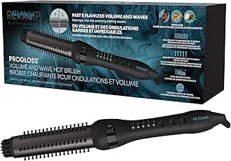 Revamp Progloss Volume & Wave Ceramic Hot Air Brush – Curling Iron Brush with Retractable 1.25” Bristles, Ceramic Barrel Infused with Progloss Oils for Frizz-Free Shine – Auto-Off & 9’ Swivel Cord