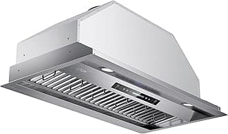42 inch Built-in/Insert Range Hood 900 CFM, Ducted/Ductless Convertible Duct, Stainless Steel Kitchen Vent Hood with 2 Pcs Adjustable Lights and 3 Pcs Baffle Filters with Handlebar