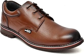 Formal Premium Safety Shoes for Men's | Steel Toe cap | Slip and Water Resistant | Leather Material & TPR Sole | Comfortable for Construction Work's, (SIZE-09, BROWN)