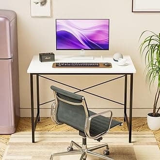 FURLAY Slate Office Desk and Study Table | 1 Year Warranty | Metal and Century Engineered Wood Desk for Adults & Students (White)
