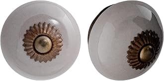 Nicola Spring Ceramic Cupboard Drawer Handle Knobs - Grey - Pack of 6