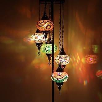 Multicolor Turkish Morrocan Mosaic Floor Lamp Light Hand Made 5 Large Globe