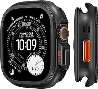 Protective Case Compatible with Apple Watch Series 9/8/7 45 mm Case, Robust Metal Case with Back Frame for iWatch 9/8/7 45 mm, Black