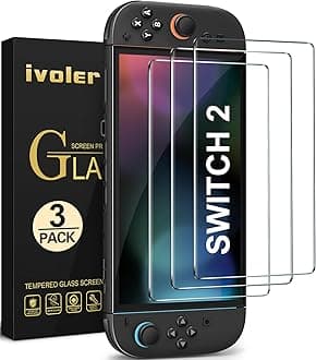 ivoler 3-Pack Screen Protector Tempered Glass Compatible with Nintendo Switch 2 Model 2025, Transparent HD Clear Anti-Scratch Screen Protector Accessories Compatible with Nintendo Switch 2, [7.9 inch]