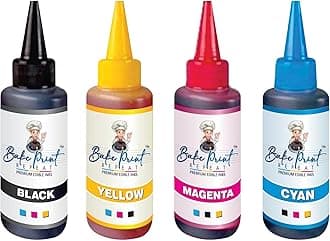 Edible Printer Ink: Perfect for Photo Cake Décor & Edible Printing Projects (Pack of 4 : B/C/M/Y-80ml each)