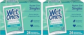 Sensitive Skin Hand Wipes, Singles Extra Gentle Fragrance & Alcohol Free 24 ea (Pack of 2) (2 Pack)