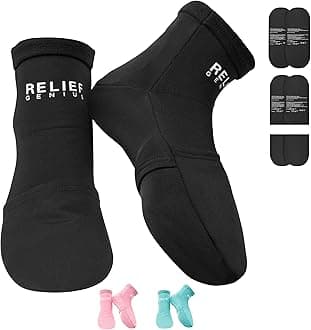 Relief Genius Cold Therapy Socks with Reusable Gel ice Packs - Achieve Relief from Sprains, Muscle Pain, Bruises, Swelling, Edema, Chemotherapy, Arthritis, Post Partum Foot- 2 pcs (Large)