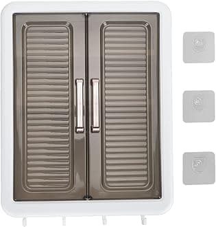 15.9 X 5.1 X 12.6in Bathroom Cabinet Wall Mounted, Stable Over Toilet Storage Cabinet with 4 Hooks, Makeup Perfume Cosmetic Organizer Display Cabinet for Kitchen Room Laundry