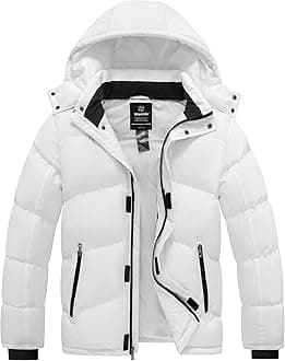 wantdo Men's Winter Puffer Jacket Windproof Quilted Coat with Removable Hood