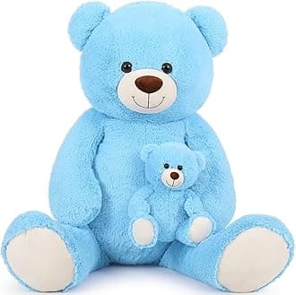 Tezituor Giant Stuffed Animal 51in, Large Teddy Bear Mommy with Baby, Big Teddy Bear for Kids, Girlfriend on Mother's Day, Valentine, Christmas, Baby Shower, Birthday, Blue