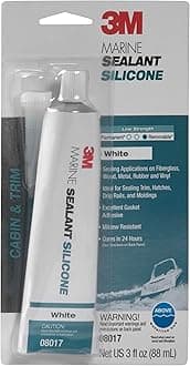 3M Marine Grade Silicone Sealant, PN08017, White, 3 oz Tube