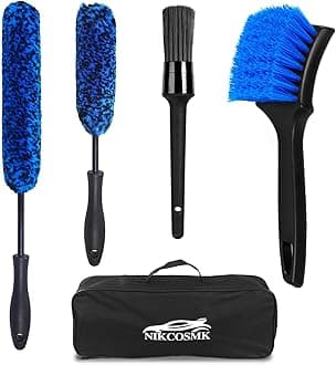 NIKCOSMK Wheel Brush, Wheel & Rim Cleaner Brush, Tire Brush, Wheel Cleaning Brush, Bendable & Durable Car Wheel Brush Set, Car Detailing Brushes, Wheel Brushes for Cleaning Wheels