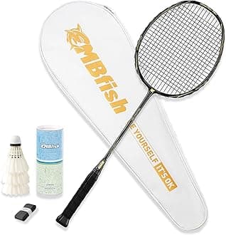 Badminton Racket Set with 1 Carbon Fiber Racquet, 3 Shuttlecocks, 2 Replacement Grip Tapes and 1 Badminton Bag - Perfect for Outdoor Games and Gym 5U