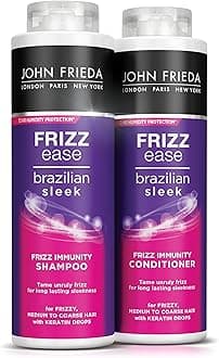Frizz Ease Brazilian Sleek Frizz Immunity Smoothing Shampoo and Conditioner Duo Pack 2 x 500ml, Smoothing Anti-Frizz Shampoo and Conditioner Bundle For Frizzy, Dry Hair