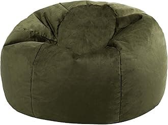icon Kingston Velvet Bean Bag, Olive Green, Large Adult Bean Bag Chair with Filling Included, Accent Chair, Living Room, Living Room Furniture, Bedroom Furniture