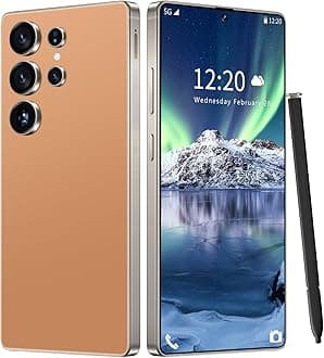 I25 Ultra Unlocked Phone 12+512GB,Built in Pen The Phone,Battery 7000mAh 6.99" HD Screen,Android 14 Smartphone,Face ID/5G/Fingerprint Lock/Dual SIM/GPS (Orange, 12+512)