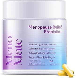 MenoMate Menopause Relief Probiotic + for Women, Supplement Help Allevitate Hot Flashes, Gut Health, Weight Management, Night Sweats, Mood Swings - Hormonal Balance - 60 Vegan Capsules, 10B CFUs
