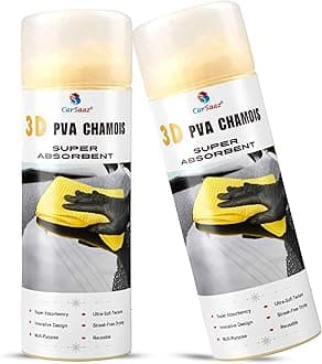 CAR SAAZ Polyvinyl Alcohol Super Absorbent PVA Chamois|Leather Towel for Car, Office, Home Cleaning|Absorption Chamois Capacity 250 Ml Water(43X32 Cm)(Pack of 2), White