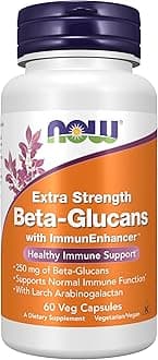 NOW Foods Supplements, Beta-Glucans with ImmunEnhancer™ with Larch Arabinogalactan, Extra Strength, 60 Veg Capsules