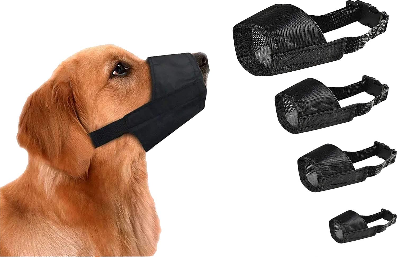 Dog Safety Muzzle Biting Barking Chewing Control Adjustable Nylon Small to 2Xl (XL)