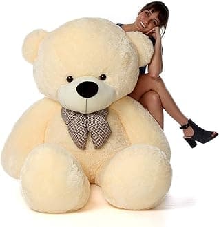 HUG 'n' FEEL SOFT TOYS Loveable HUGABLE Soft Giant Life Size, Long Huge Teddy BearPlush & Stuffed Toys (Best for Someone Special) Cream 4 Feet 120 cm with Free Heart Shape CUSION