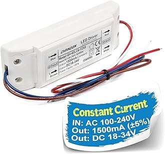 Chanzon LED Driver 1500mA (Constant Current Output) 18V-34V (Input 100-240V AC-DC) (6-10) x5 30W 35W 40W 45W 50W Power Supply 1500 mA Lighting Transformer for High Power 50 W COB Chips (Plastic Case)