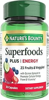 Nature’s Bounty Superfoods Plus Energy to Support Cellular Energy, 23 Fruits & Veggies Supplement, 30 Capsules