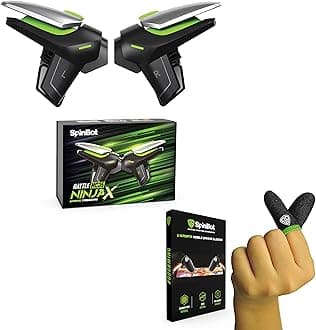 BattleMods NinjaX Combo | Mobile Gaming Triggers + Finger Sleeves | for BGMI/Free Fire Max/COD Mobile- (Black)