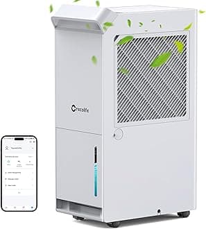 Electric Dehumidifier 20 L/24 Hours for 40 m² with Digital Display, 24H Timer, 3 Operating Modes, Tumble Drying, Against Moisture, Mould, for Large and Medium Rooms