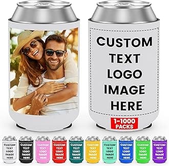 150 Pack Custom Can Cooler Sleeves Bulk Personalized Insulated Beverage Can Cooler with Photo Text Image for Wedding Birthday Party