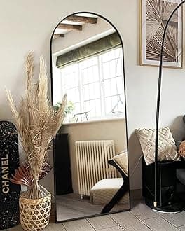 Floor Mirror, Full Length Mirror with Stand, Arched Wall Mirror, 18"x58" Mirror Full Length, Black Floor Mirror Freestanding, Black