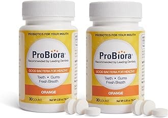 ProBiora Oral-Care Chewable Probiotic Tablets | Probiotic Supplement for Women & Men | Healthier Teeth & Gums | Fresher Breath | Whiter Teeth | 30 Count | Pack of 2 | Orange
