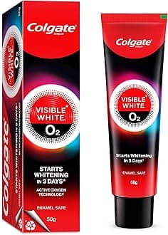 Visible White O2, Teeth Whitening Toothpaste (50g) for noticeably whiter teeth starting in 3 days with Active Technology, Enamel Safe Teeth Whitening & Fresh Breath