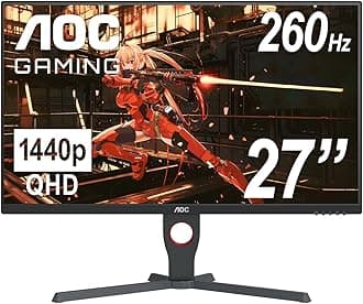 AOC Q27G10ZE 27" Gaming Monitor, QHD 2560 x 1440, Up to 260Hz 0.5ms, HDMI 2.0 x2, Display Port x1, 3-Sided Frameless, Console Gaming Ready, 3-Year Zero-Bright-Dot