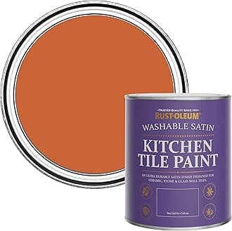 Rust-Oleum Orange water resistant Kitchen Tile Paint in Satin Finish - Tiger Tea 750ml