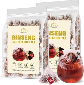 Ginseng Five Treasures Tea Kidney Tea- Wubao Tea Ginseng Six Treasure Tea, Ginseng Red Date Chinese Herbal Tea, Kidney Cleanse Detox Tea for Men & Women (2 Pack(50 pcs))