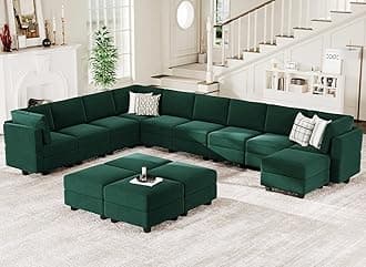 Belffin Oversized Modular Sectional Sofa U Shaped Couch with Storage Seat Velvet Sectional Sleeper Sofa Set with Chaise Velvet Green…
