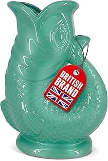 Glug Jug The Bubble Jug® Sage Green 1.5L Litre Extra Large Fish Shaped Decorative Ceramic Glugging Cocktail, Water and Gin Gurgling Pitcher