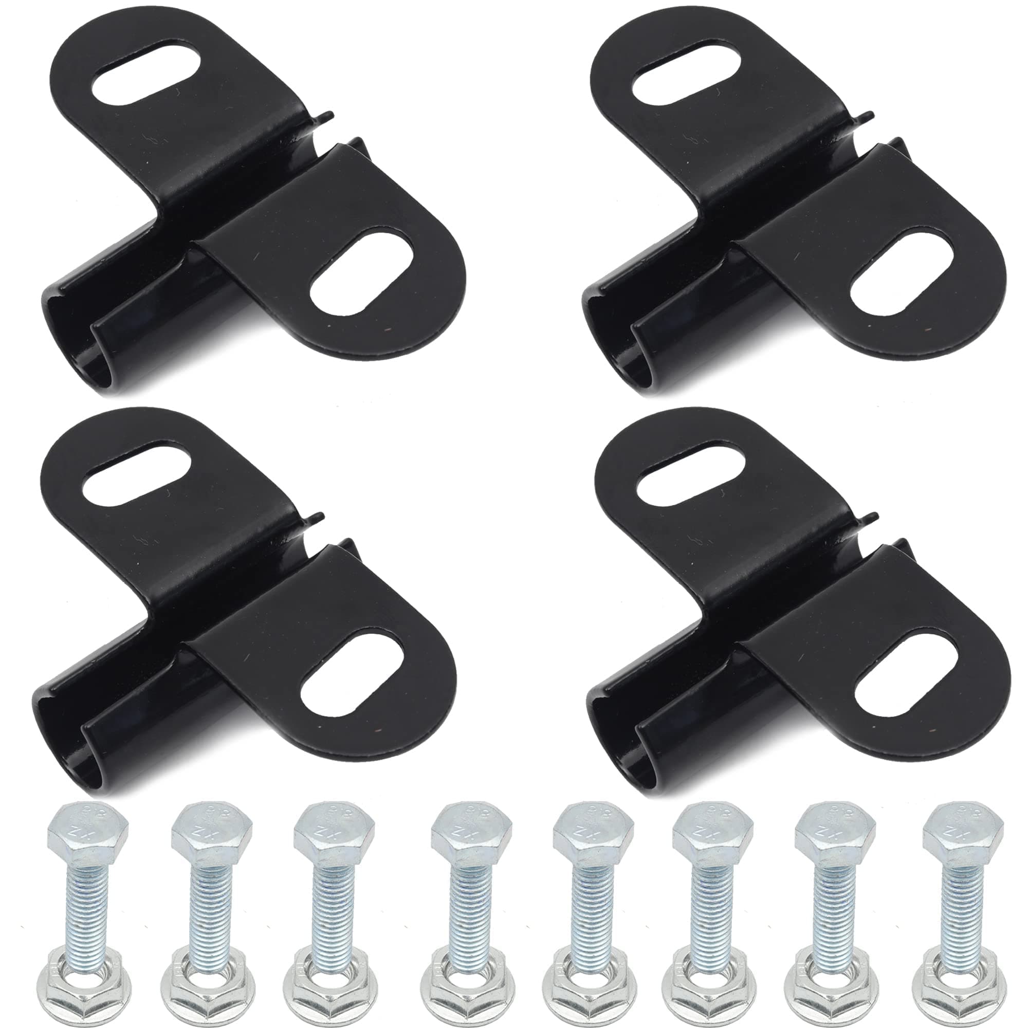 AR-PRO Wheelbarrow Axle Bracket Set (4-Pack) - Compatible with 5/8 Inch Wheelbarrow Axles - 3.27-Inch Wide by 2.17-Inch Long Bracket - Complete Set Includes Bolts and Nuts