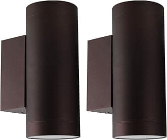 Klighten 2 pcs Outdoor Wall Light IP65 Up Down Outdoor Indoor Wall Lighting Modern Aluminum Wall Lamp for Garden Entrance Corridor Courtyard, Socket GU10, Bulb not Included, Bronze