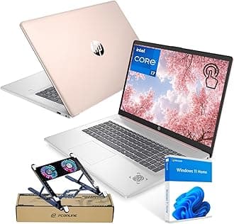 17.3" Touchscreen Laptop, Intel Core i7-1355U, Pale Rose Gold, 16GB RAM, 1TB SSD, Webcam, Backlit Keyboard, Fingerprint Reader, Wi-Fi 6, Windows 11 Home, Bundle with PCO Laptop Cooler