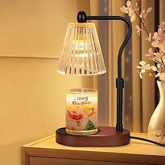 seenlast Electric Candle Lamp Warmer with Timer Dimmer, Adjustable Height, Mahogany-Black Wooden Base, Candle Warmer for Christmas, Birthday, Home Decor Gift