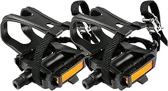 Black Bike Pedal Straps: Bike Pedal with Toe Clips And Straps, for Exercise Bike, Spin Bike And Outdoor Bicycles, 1 Pair Nylon Cycling Pedals Platform Pedals