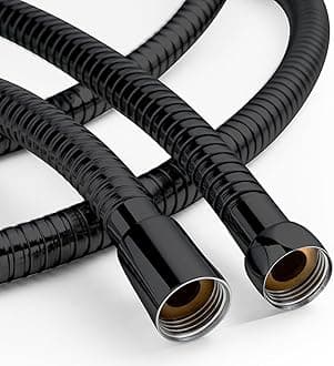 OFFO Large Bore Shower Hose 1.8m, 11mm Bore High-Flow Anti-Kink Shower Hose Stainless Steel Replacement High Pressure Shower Hoses,Universal Leakproof,Matte Black