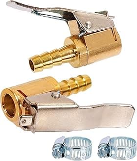 Toolwiz 6mm Push-On Air Chuck Tyre Inflator, Brass Clip-On Valve Connector for Car, Bike, Motorcycle, 2 pcs