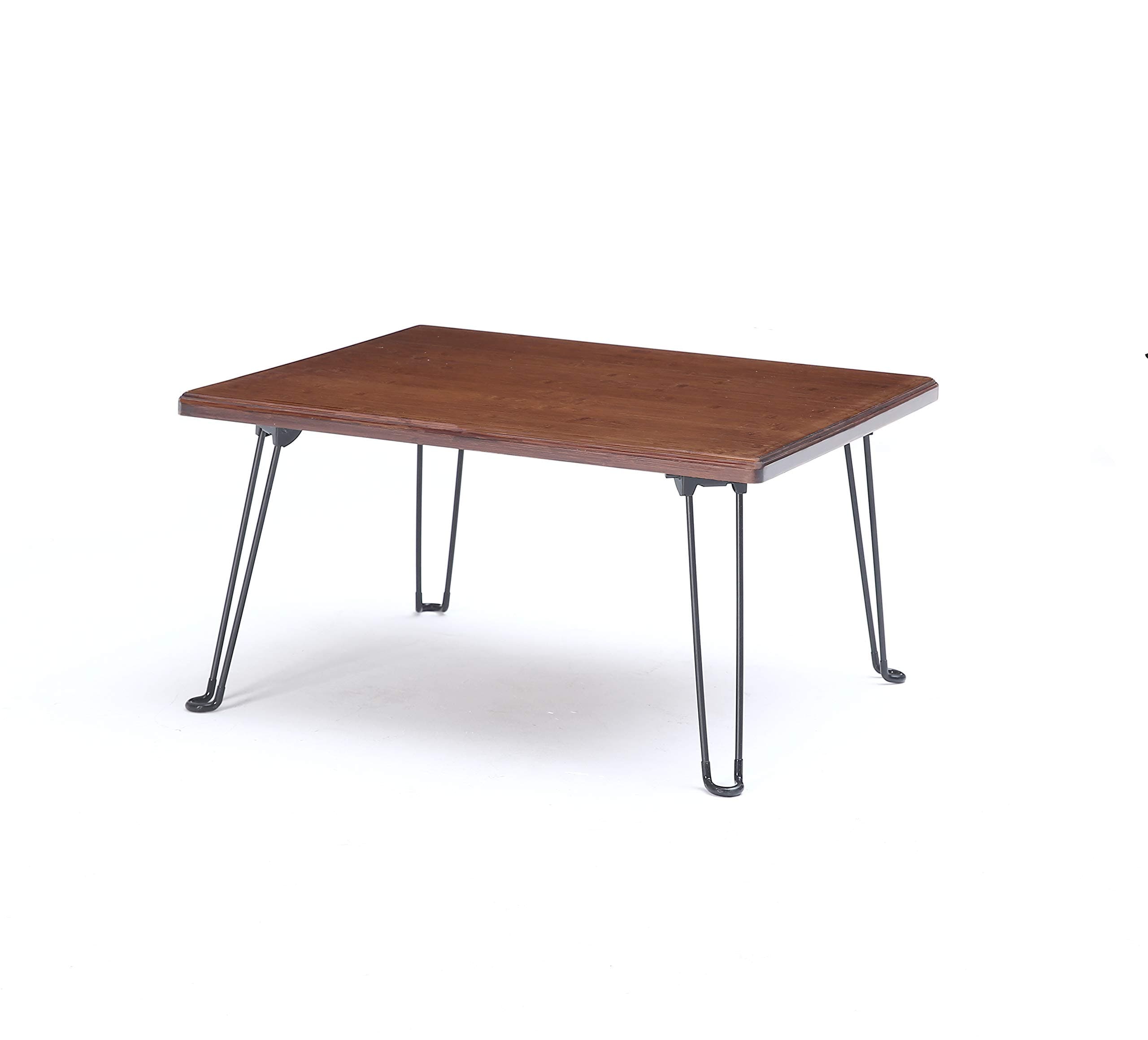 UNICOO Bamboo Wooden Rectangular Folding Table, Folding Coffee Table, Tray Table, Children's Art Craft Study Activity Table, Outdoor Picnic Table with Foldable Hairpin Metal Legs (Brown - Small)