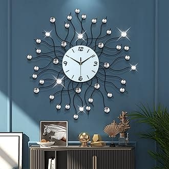 Modern 24 Inch Black Silent Non Ticking Wall Clock for Living Room, Bedroom, Office, Kitchen, Indoor Home Decor