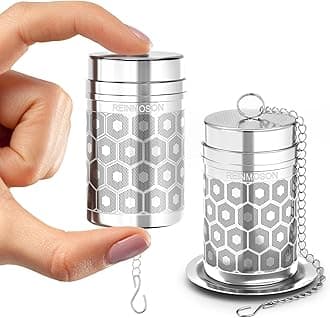 Reinmoson 304 Stainless Steel Mini Tea Strainer for Loose Tea, 2 Pack Extra Fine Mesh Tea Infuser, Updated 1.2” Slim Tea Diffusers for Loose Tea Black Tea, Rooibos, etc