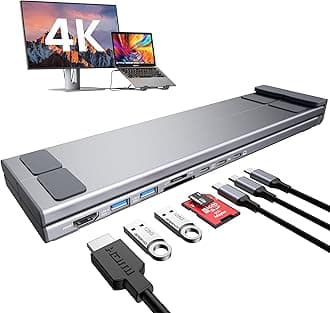 USB C Laptop Docking Station Stand, Dock Tablet Stand, 8 in 1 USB C Hub with 4K HDMI, 2 USB 3.0, PD 100W, Universal Dock Station for MacBook Pro/Air/Dell/HP/Surface/Lenovo, Plug and Play